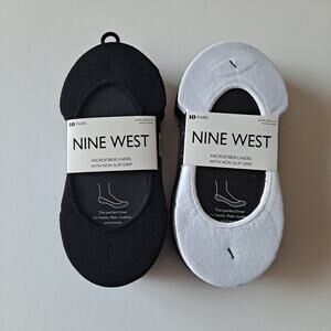 NWT Nine West 20 Pairs Non-Slip Grip No Show Socks Black White Womens Size 5-10